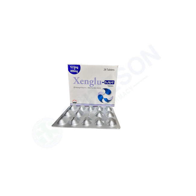Xenglu-Met Tablets 12.5mg/850mg (1 Box = 2 Strips) (1 Strip = 14 Tablets) Hover Image