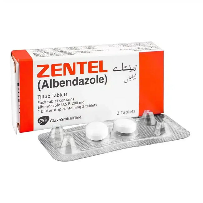 Zentel Tablets 200mg (1 Box = 1 Strip)(1 Strip = 2 Tablets) Hover Image