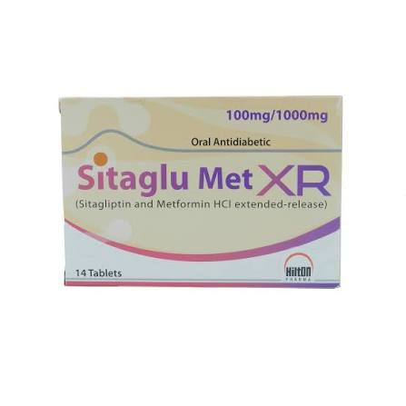 Sitaglu Met XR Tablets 100mg/1000mg (1 Box = 28 Tablets) Hover Image