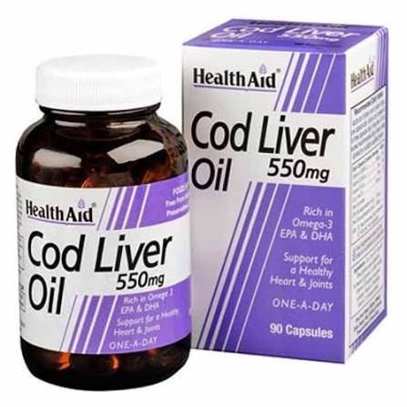 Healthaid Cod Liver Oil Capsules 550mg (1 Box = 90 Capsules)