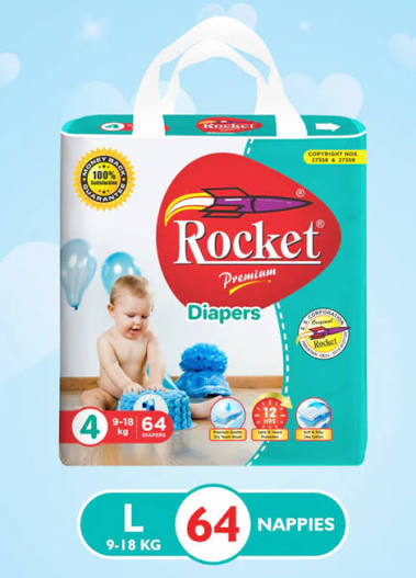 ROCKET 4 DIAPERS LARGE 64`S PREMIUM