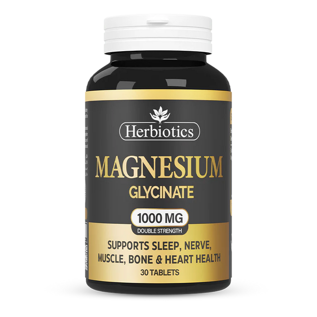 Herbiotics Magnesium Glycinate Tablets 1000mg (1 Bottle = 30 Tablets) Hover Image